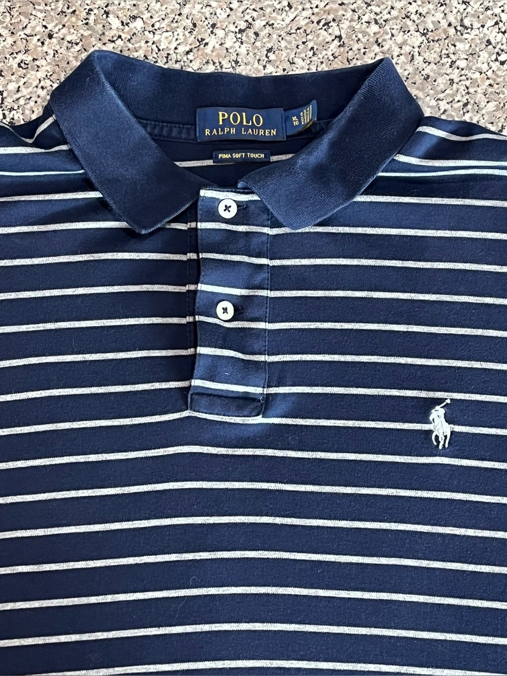 Polo Ralph Lauren Pima Soft Touch Polo Navy Blue/ Grey Mens XL